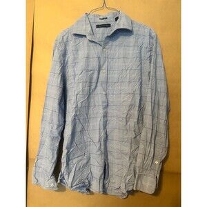 Tommy Hilfiger Mens Slim fit Dress Shirt Large 16 in 32-33 Blue Plaid